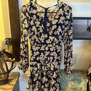 Dark blue floral saints + secrets dress sz XS